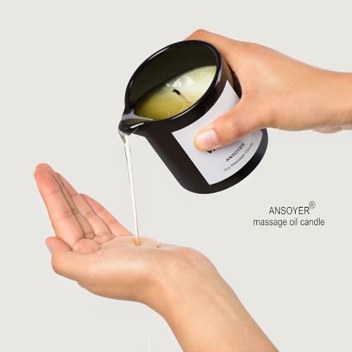 ANSOYER Massage Oil Candle for Men, Ultra Hydrating Body Care with Soybean Oil, Body Oil Candle, 8.1oz, Amazing Gift (Tobacco Vanilla)