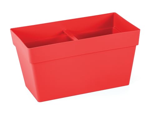 2 Elegante Mansion Drainage Blumenkasten Kräutertopf 30x17cm - Luxus Balkonkästen mit Wasserschale - Blumentöpfe mit Wasserablauf und Auffangschale (Rot)