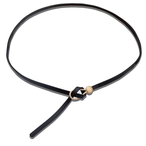 Sdopbinbin Knot Black Leather Belt for Women Soft Adjustable Belt Leather Waist Belt for Women Dress Pants Belts for Women Thin Skinny Belt High Waist Belt Double Belt for Women Thin Black Belt Women