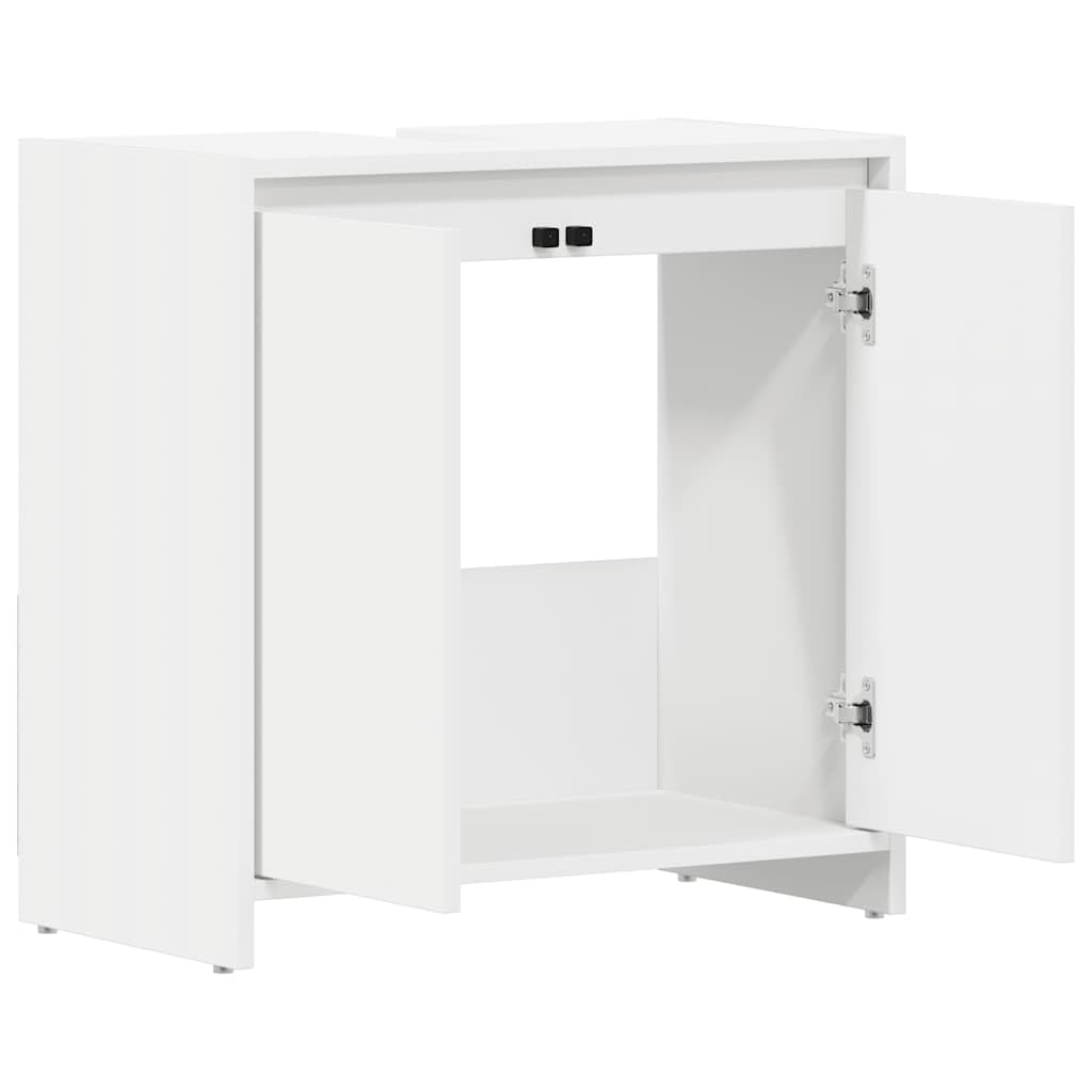 Badezimmerschrank Weiß 60x33x61 cm Holzwerkstoff | 1 Fach, 2 Türen, Stauraum für Badezimmer, pflegeleicht mit feuchtem Tuch