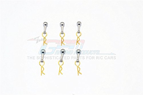 Body Clips + Aluminum Mount For 1/18 To 1/10 Models - 6Pcs Set Gray Silver