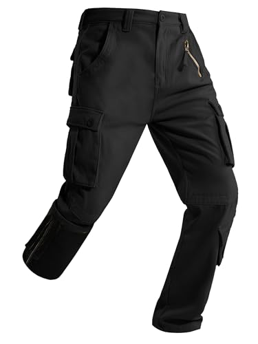 Men's Fleece Lined Hiking Cargo Pants,Winter Insulated Work Pants Mens Tactical Warming Trousers Snow Ski Safari(No Belt) - Main Image