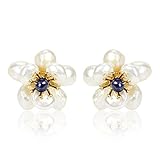 ELEXIS Flower Baroque Pearl Earrings For Women Trendy Handmade Unique Cute Wedding Stud Earrings Whi