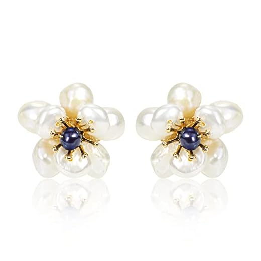 ELEXIS Flower Baroque Pearl Earrings For Women Trendy Handmade Unique Cute Wedding Stud Earrings White Real Freshwater Pearl Jewelry