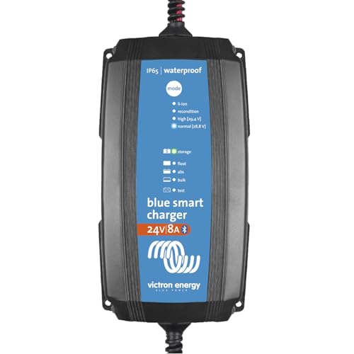Victron Energy Blue Smart Batterie Ladegerät 24-Volt 8 Ampere 230V - Autobatterie Ladegerät - Batterieerhaltungsgerät und Desulfator - IP65 Geschützt - Bluetooth - CEE 7/17