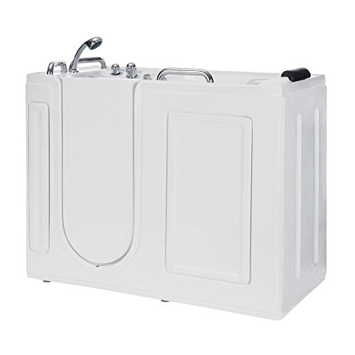 Empava 53 In. Acrylic Whirlpool Walk-In Tub Water Jets Alcove Bathtub With Left Side Door , White #TOP1