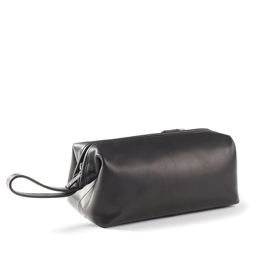 Leatherology Premium Black Oil Framed Toiletry Bag - Wide-mouth zippered opening, interior and exterior zippered compartments, compact and functional3