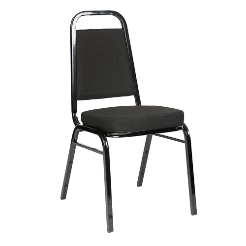 Flash Furniture Hercules Series Trapezoidal Back Stacking Banquet Chair with 2.5' Thick Seat in Black Fabric - Black Frame