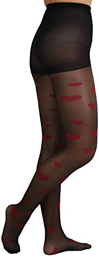 Image of ToBeInStyle Women's Valentine Day Themed Opaque Sheer Pantyhose w /Heart Love
