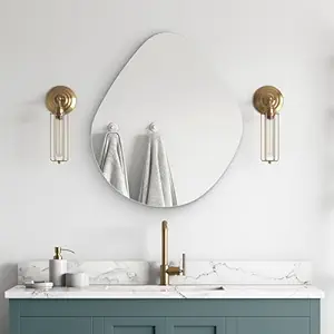 FLAIR GLASS Modern Frameless Irregular Asymmetrical Wall Mirror | Mirror for Home Decor, Living Room & Bathroom Mirror (Thickness 6 mm) (Oval, 14x18 inch)