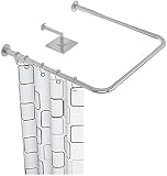 Maniglia curva in acciaio inox per vasca da bagno – guida regolabile 304 di sicurezza per doccia e vasca da bagno, 80 x 80 x 80 cm, finitura argento, supporto durevole ed elegante