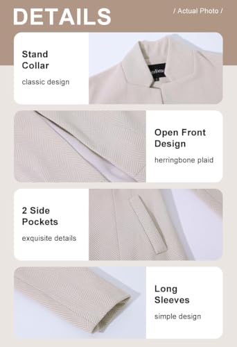 chouyatou Women's Casual Business Open Front Long Sleeve Notch Lapel Office Blazer Jacket