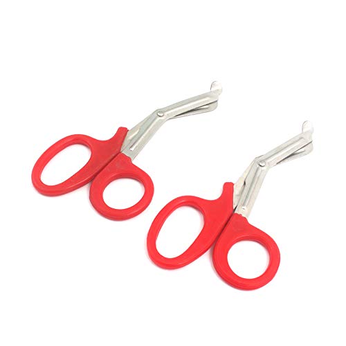 LAJA IMPORTS 2 PCS Paramedic Utility Bandage First AID Stainless Steel Trauma EMT EMS Shears Scissors 7.25' RED