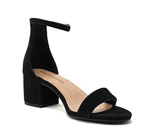 City Classified Women's Block Open Toe Ankle Strap Heeled Sandals