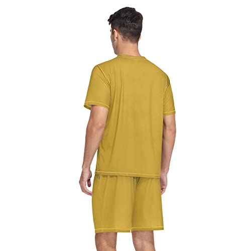 Men's Pajama Sets Blue Short Sleeved Top and Pants Sleepwears S 208044