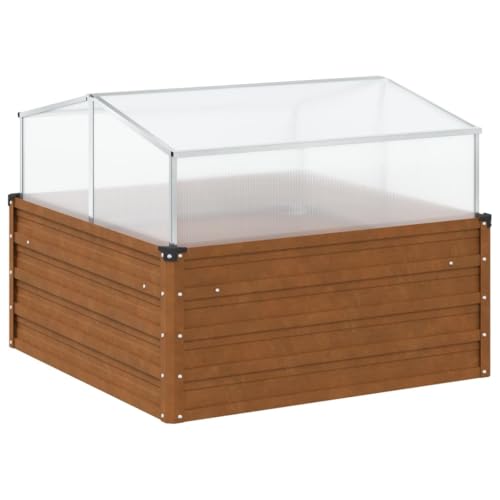 vidaXL Hochbeet mit Gewächshausaufsatz Cortenstahl, Pflanzkübel,...