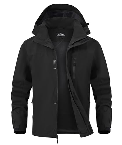 Image of Zoofly Mens Waterproof Hiking Jacket with Hood Windproof Light Weight Windbreaker Outdoor Fishing Raincoat Zipper Pockets
