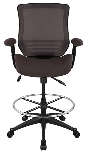 Image of BOLISS 400lbs Mesh Ergonomic Drafting Chair,Tall Office Chair, Standing Desk Chair,Height Adjustable Armrest,Lumbar Support,Foot Ring,Swivel Computer Task Chair(Brown)