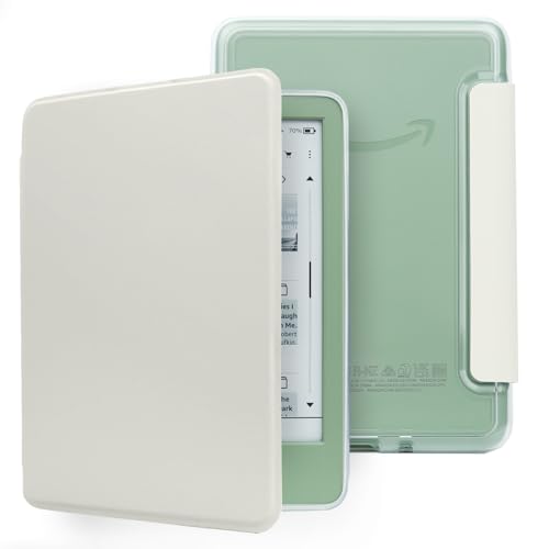 HOICHOE Case for 6 Kindle 11th Generation 2024/2022 Release Light PU Leather Cover and Transparent Hard Back Shell with Auto Sleep/Wake Creamy White