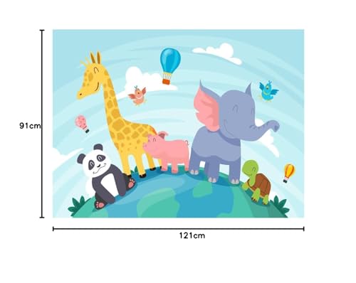 Image of Cartoon Design Kids Theme Vinyl Poster Animals Wallpaper Wall Sticker for Home Decor, Living Room, Bedroom,Kids Room, Play Room (Self Adhesive Vinyl, 3x4 feet i.e 36x48 inch) 02