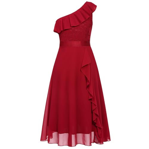 Girls Dress Sweet & Cute Puff Sleeve Square Neck Ruffle Dot Ruffle Swing Dress 5-14