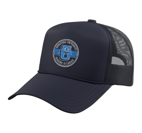 Disney and Pixars Monsters University Scaring is Caring Trucker Hat with Adjustable Mesh Back Navy Blue
