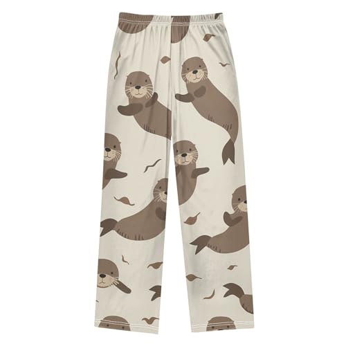 ZZXXB Otter Dancing Boys Long Pants Soft Trousers Elastic Waist Kids Lounge Bottoms with Pockets S-XL2