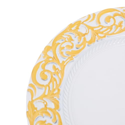 Set de 50 Platos Decorativos Dorados y Blancos 13 pulg miniatura 7