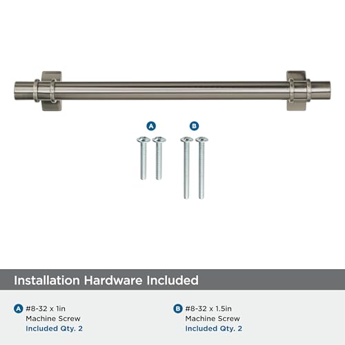 Image of Amerock | Cabinet Pull | Gunmetal | 6-5 /16 inch (160 mm) Center to Center | Davenport | 1 Pack | Drawer Pull | Drawer Handle | Cabinet Hardware