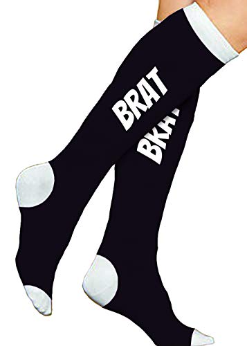 Littletude ABDL Knee High Socks, Brat, Stretchy Fun Sock, Machine Washable, One Size Fits Most, Polyester, Cotton and Spandex Material.