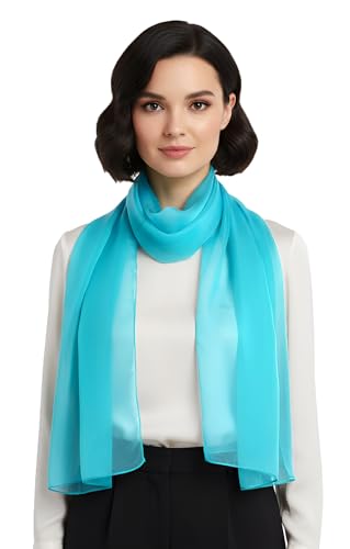 SERENITA Christmas Scarf Valentine Women Silk Feel Chiffon Soft Sheer lightweigt solid neck evening bridal head scarf