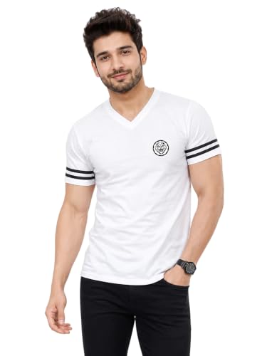 Image of Geum Men's Solid Half Sleeve V-Neck T-Shirt | Soft & Breathable Fabric | Regular Fit | Casual Everyday T-Shirt
