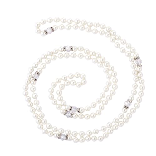 Long Pearl Necklaces Cream White Glass Faux Pearl Multifunction Costume Jewelry Elegant Long Necklaces for Women