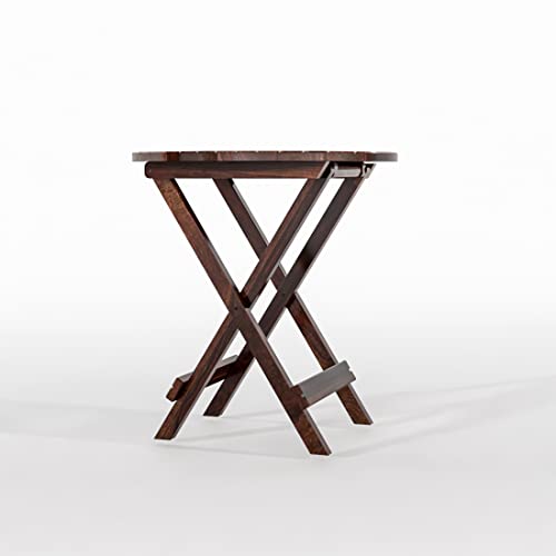 Image of Sheesham Wooden Portable Foldable 2 Seater Chair with Table Set Outdoor Balcony Garden Coffee Table Set Furniture with 1 Table and 2 Chairs Set (Walnut with White Cushion)
