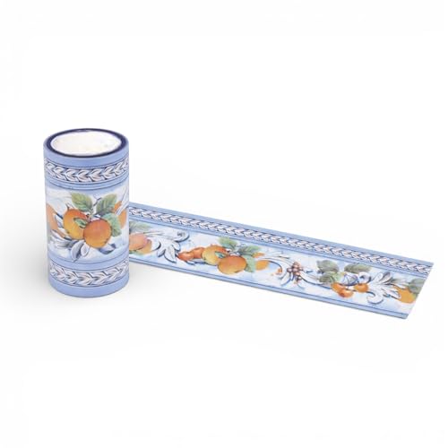 PinoLab Bordo Adesivo per Pareti Decorativo Mediterraneo 5 m x 10,6 cm – Bordo Autoadesivo per Carta da Parati, Greca Decorativa per Muro, Cucina e Bagno