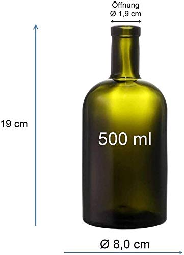 Image secondaire de mikken Lot de 6 bouteilles en verre vert et marron de 500 ml avec bouchon en liège.