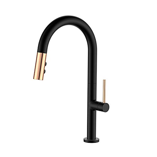 Grifo de cocina monomando negro con caño giratorio de 360 grados y función extraíble