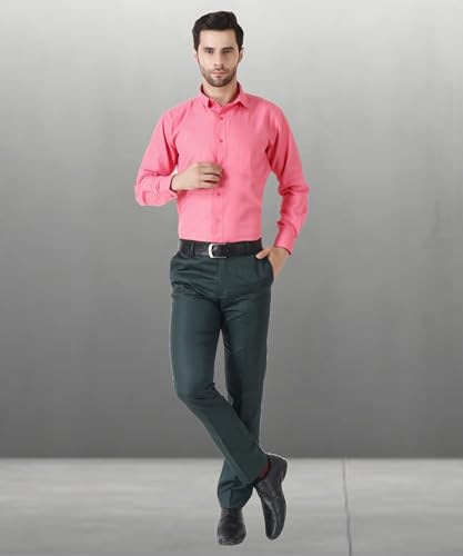 Image of MALENO Men's Slub Effect Solid Trouser | Classic Slim Fit Formal Trousers for Men | Slim Fit Trousers for Men