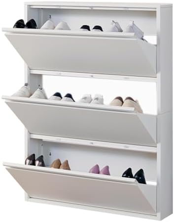 Shoe Storage Cabinet with 3 Flip Drawers, Hidden Slim Narrow Shoe...