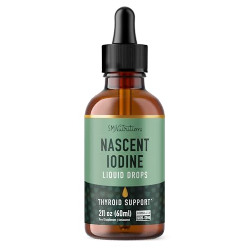 Liquid Nascent Iodine Drops | Iodine Supplement for Thyroid Energy & Metabolism Support | 2 Fl Oz | 500 Servings | Non-GMO Vegan Third-Party Tested Highly Absorbable | 1100 mcg Per Serving