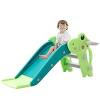 YULEYU Kleinkind Rutsche für Indoor & Outdoor Spielen mit Basketball-Ring, Anti-Rutschschritte, 100cm Baby Kletter (Grün)