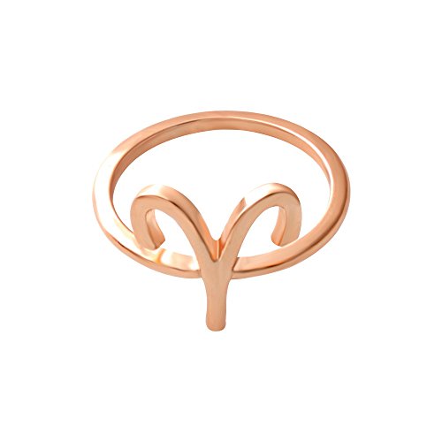 SENFAI 12 Zodiac Sign Constellation Finger Ring Horoscope Astrology Disc Ring(Aries 1)