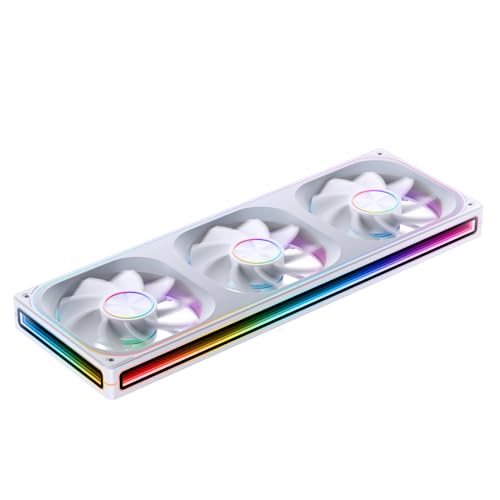 Image of JONSBO ZA-360WR (Reverse) PC Case Fan,All(3)-in-One,Single Frame Unit with 3x120mm 3Pin ARGB Fans,PWM, Reverse Blade Silent with 4-Sides Infinity Mirror,Aluminum Nameplate,28mm Thick White