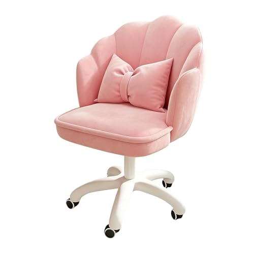 Velvaria Home Office Chair, Ergonomic Petal-Shaped Desk Chair with Natural Latex Cushion, Modern Velvet Task Chair with Silent Nylon Base & Height Adjustment (Pink)
