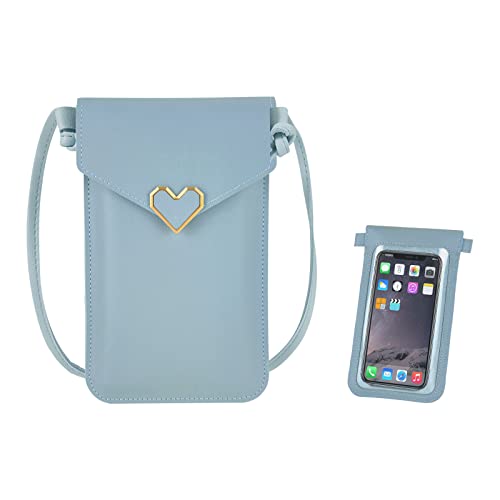 FuninCrea Bolso Movil Mujer, Bolso Bandolera Pequeño con Cierre Metálico y Ventana Transparente, Bolso Teléfono Movil Pantalla Táctil Bolso Bandolera Móvil con Correa para Móvil, Teléfono