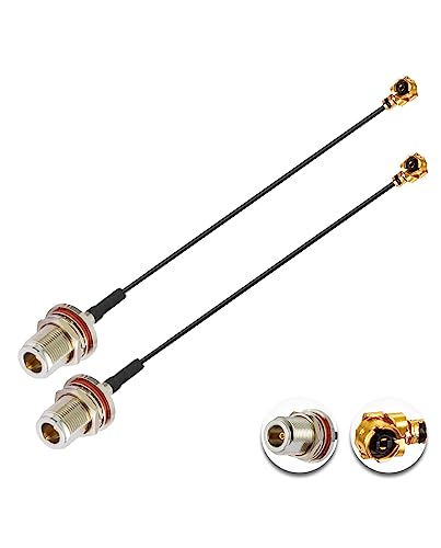 Vecys 2PCS U.F.L1 to N Type Female Low Loss Coaxial Cable 8" /20CM U.F.L1 1.13mm Mini-Coaxial Pigtail Cable for Wireless Routers Mini PCIE Network Cards PCI Wi-Fi WAN Repeater