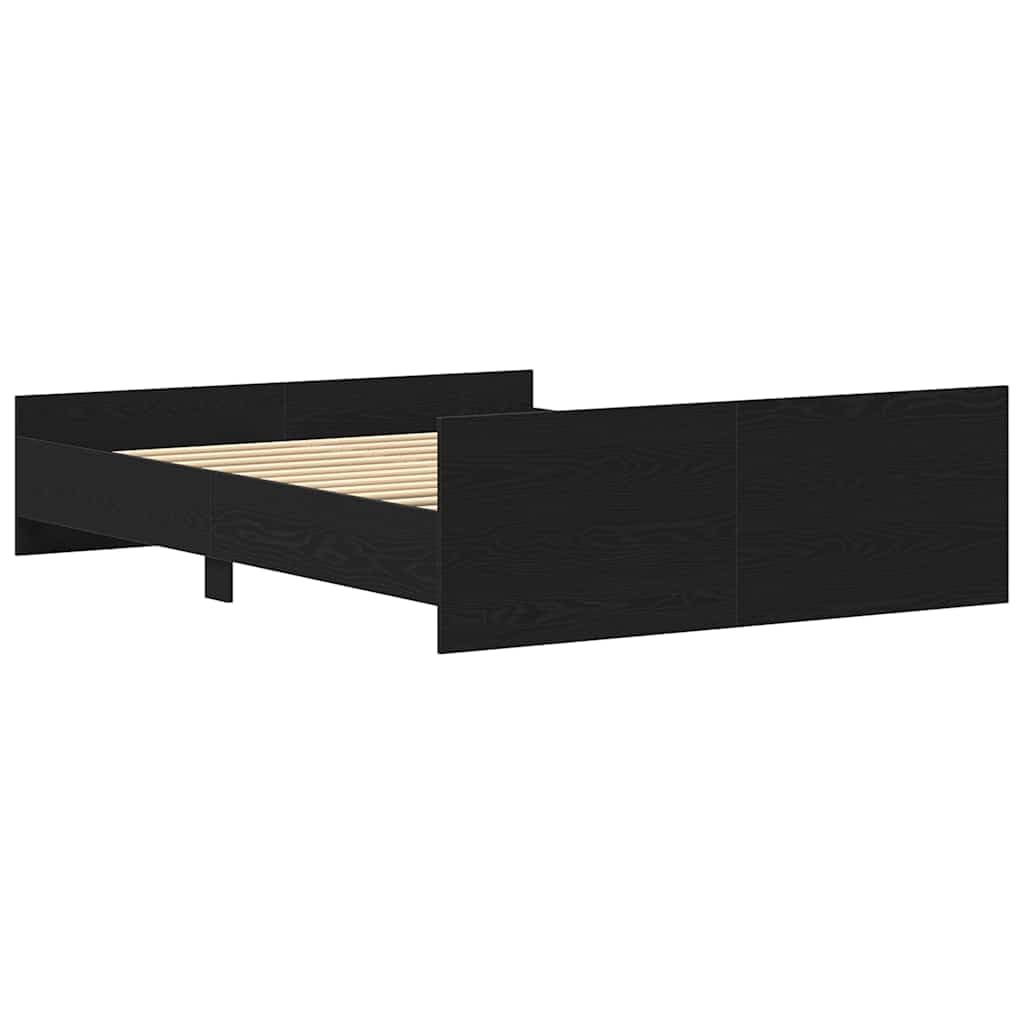 Estructura de Cama sin colchón 150x200 cm Roble Negro con cabecero y Estribo, Soporte para colchón, Base de Madera de ingeniería, Ideal para dormitorios Juveniles y Adultos
