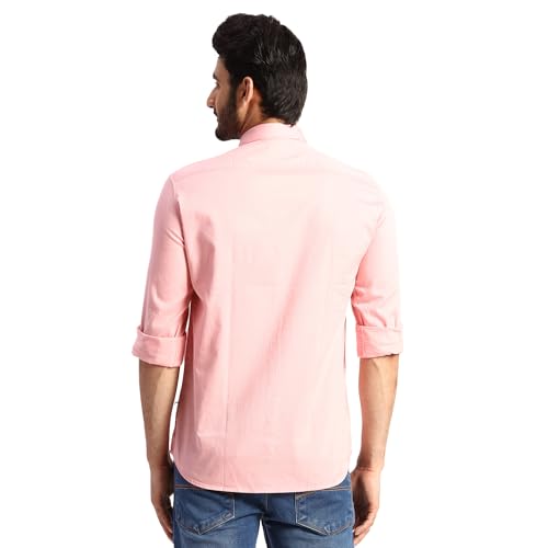 Image of Parx Men's Pure Cotton Solid Pattern Slim Fit Semi Cutaway Collar Full Sleeve Casual Shirt