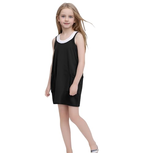 Romper Dress for Little Girls Spaghetti Strap Summer Sleeveless Dresses with Pocket Cute Loose Sundress 2025