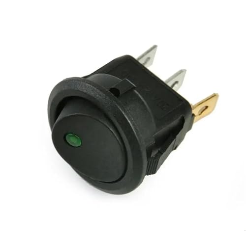 Interrupteur de voiture KCD1 10A 12V 220V commutateur ON/OFF SPST rond encastrable à voyant vert